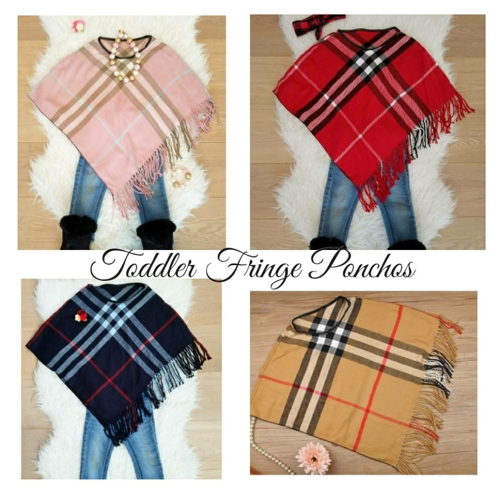 Toddler Girl Fringe Poncho Holiday Christmas Gift for Her - 4 Colors!!